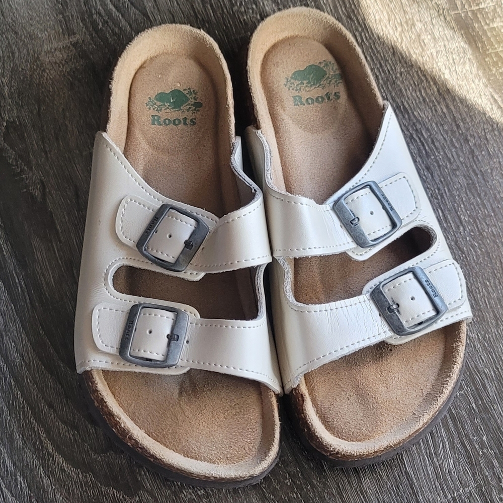 Roots Canada Birk Style White Sandals